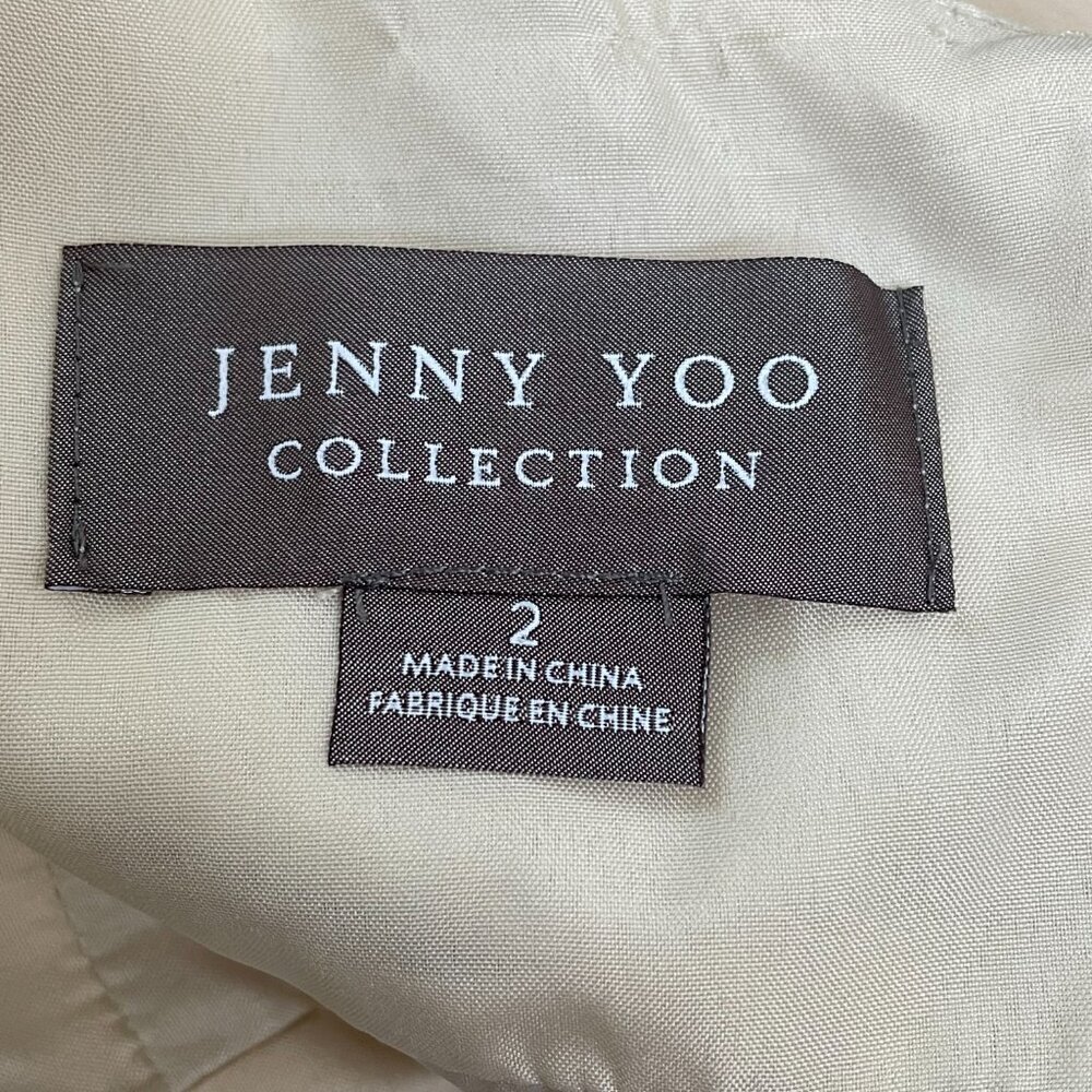 Jenny Yoo Champagne Ivory Pleated Chiffon Open Back Maxi Gown Size 2 - Picture 4 of 11
